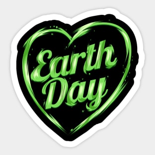 Green Heart Showing Logo For Earth Day Sticker